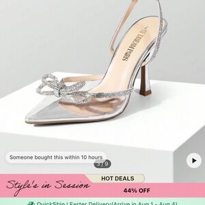 Amazon Silver Slingback Heels with Clear Design